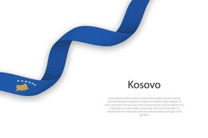 acenando fita com bandeira do Kosovo vetor