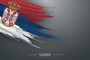 3d grunge escova acidente vascular encefálico bandeira do Sérvia vetor