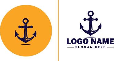 âncora logotipo ícone vetor para navio iate luxo marinho âncora ícone logotipo modelo