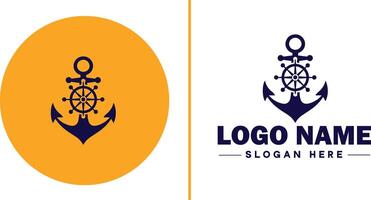 âncora logotipo ícone vetor para navio iate luxo marinho âncora ícone logotipo modelo