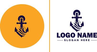 âncora logotipo ícone vetor para navio iate luxo marinho âncora ícone logotipo modelo