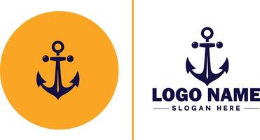 âncora logotipo ícone vetor para navio iate luxo marinho âncora ícone logotipo modelo