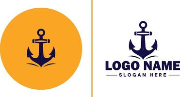 âncora logotipo ícone vetor para navio iate luxo marinho âncora ícone logotipo modelo