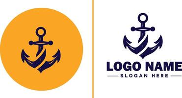 âncora logotipo ícone vetor para navio iate luxo marinho âncora ícone logotipo modelo