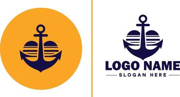 âncora logotipo ícone vetor para navio iate luxo marinho âncora ícone logotipo modelo