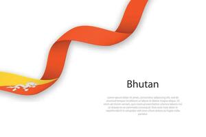 acenando fita com bandeira do Butão vetor