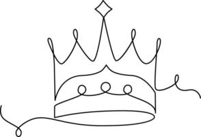 contínuo uma linha coroa desenhando vetor arte ilustração e esboço rei e majestade conceito arte