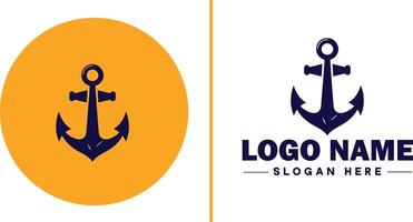 âncora logotipo ícone vetor para navio iate luxo marinho âncora ícone logotipo modelo