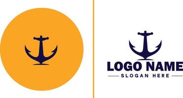 âncora logotipo ícone vetor para navio iate luxo marinho âncora ícone logotipo modelo