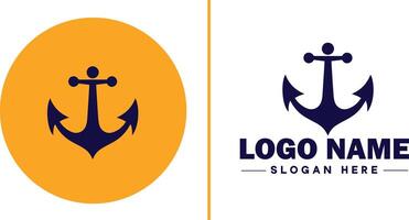 âncora logotipo ícone vetor para navio iate luxo marinho âncora ícone logotipo modelo