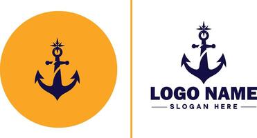 âncora logotipo ícone vetor para navio iate luxo marinho âncora ícone logotipo modelo