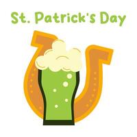 st. patrick's dia folhetos com Cerveja e uma dourado ferradura. vetor Projeto. a irlandês feriado