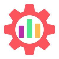 Barra gráfico dentro engrenagem, gráfico gestão ícone vetor