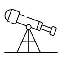 um ícone de ferramenta de pesquisa espacial, design linear de telescópio vetor
