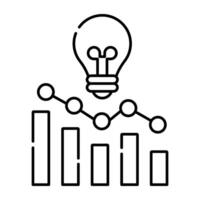 gráfico com luz lâmpada representando gráfico idéia ícone vetor