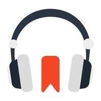 audio ouvindo dispositivo ícone, plano Projeto do fones de ouvido vetor