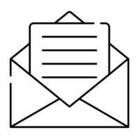 uma linear Projeto ícone do carta dentro envelope vetor