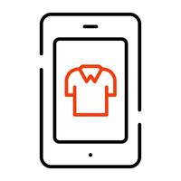 Comprar camisa conectados ícone, Móvel compras editável vetor