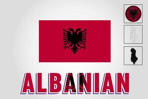 albanês mapa e albanês bandeira vetor desenhando