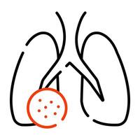 humano respiratório órgão ícone, sólido Projeto do infectado pulmões vetor