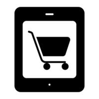 ícone do Móvel compras aplicativo, carrinho de mão dentro Smartphone vetor