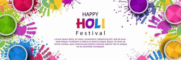 feliz holi festival para bandeira, fundo com colorida ilustração vetor