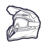 linha arte motocicleta capacete isolado em branco fundo vetor ilustração