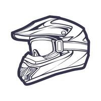 linha arte motocicleta capacete isolado em branco fundo vetor ilustração