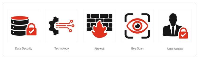 uma conjunto do 5 cyber segurança ícones Como dados segurança, tecnologia, firewall vetor