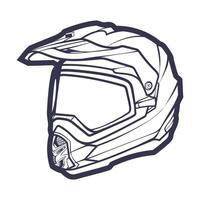 linha arte motocicleta capacete isolado em branco fundo vetor ilustração