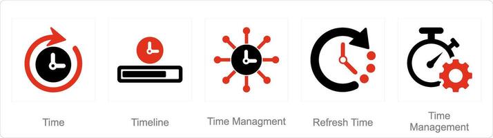 uma conjunto do 5 misturar ícones Como tempo, Linha do tempo, Tempo gestão vetor