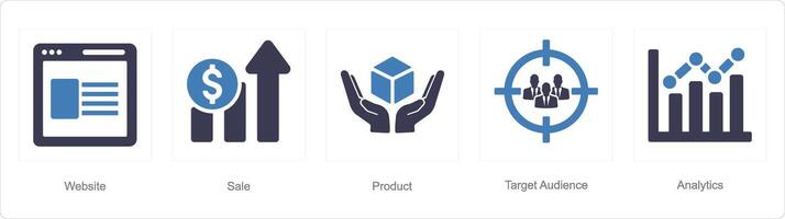 uma conjunto do 5 digital marketing ícones Como local na rede Internet, oferta, produtos vetor