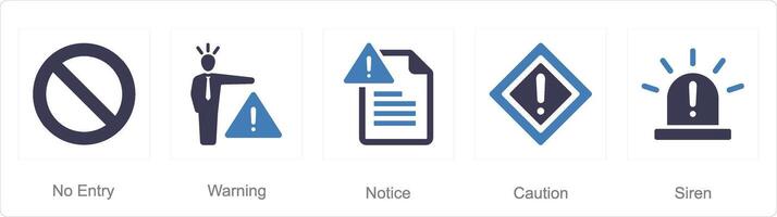 uma conjunto do 5 perigo Perigo ícones Como não entrada, aviso, aviso prévio vetor