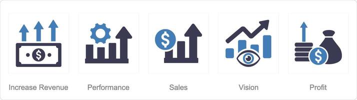 uma conjunto do 5 aumentar venda ícones Como aumentar oferta, desempenho, vendas vetor