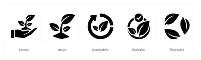uma conjunto do 5 ecologia ícones Como ecologia, natureza, sustentabilidade vetor