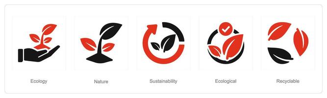 uma conjunto do 5 ecologia ícones Como ecologia, natureza, sustentabilidade vetor