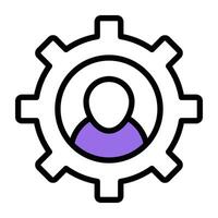 avatares com engrenagem mostrando conceito do empregado configuração ícone vetor