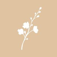 minimalista branco floral ilustração em bege fundo vetor