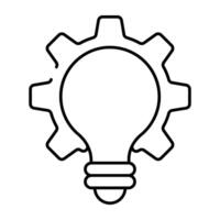 luz lâmpada com engrenagem, idéia desenvolvimento ícone vetor
