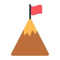 bandeira em montanha, plano Projeto do missão realizado vetor
