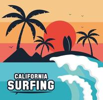 cena de surf da califórnia vetor