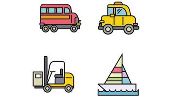 transporte e tipos do veículos vetor arte ilustração