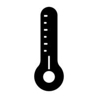 uma temperatura calibre ícone, sólido, glifo Projeto do termômetro vetor