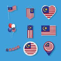 grupo de ícones de bandeiras da Malásia vetor