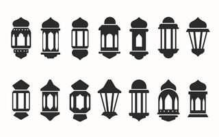 árabe lanterna enfeite coleção silhueta vetor Projeto