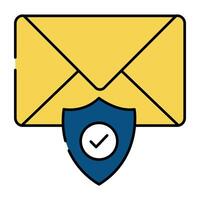 envelope com escudo, ícone do seguro enviar vetor