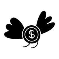 um ícone de download premium de dinheiro voador vetor