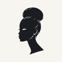 Preto e branco vetor ilustração do uma lindo africano americano mulher dentro perfil.
