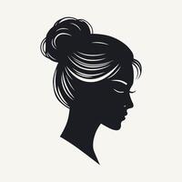 beleza salão logotipo. mulher face silhueta com Penteado. vetor ilustração.