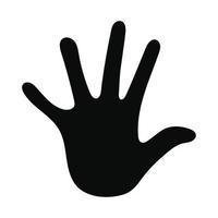 silhueta negra com uma mão e cinco dedos vetor